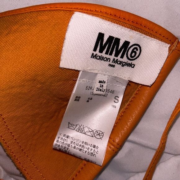 MM6 Maison Margiela Orange Leather Bra - Picture 3 of 4